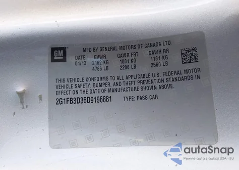 2013 Chevrolet Camaro 1Lt z USA, uszkodzony, nr VIN 2G1FB3D36D9196881